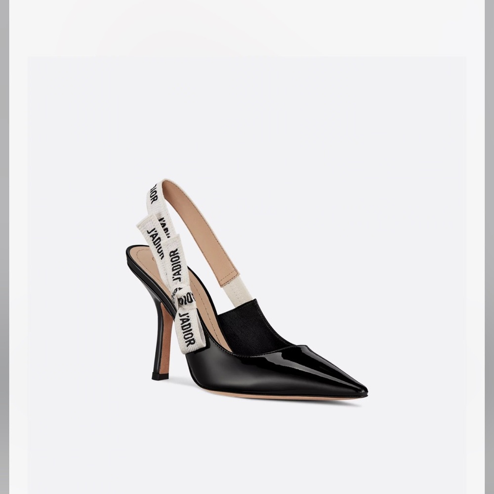 J'Adior Slingback Pump Black Patent Leather Size 37
